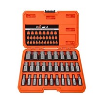 XEWEA 나사 추출기 세트 육각 헤드 멀티 스플라인 이지 아웃 볼트 크롬 몰리브덴 스틸 원형 제거기 29Pcs