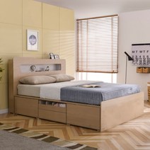 알파침대 테라 LED 수납 침대프레임 (매트리스 별도), 메이플