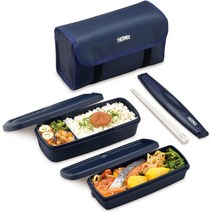 써모스 스테인레스 2단도시락 블랙그레이, 네이비블루, 1개