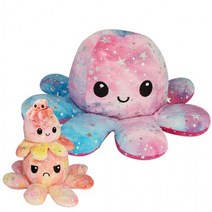 대형 감정표현 40cm 양면 체인지 레인보우 문어인형 푸쉬팝 반전인형 리버시블 애착인형 뽑기, 보라, 보라