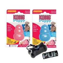 KONG 강아지 콩 장난감 퍼피 2개+퍼피가드 강아지 배변봉투 1세트+리필1개, XS 핑크+블루