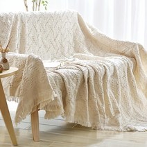 [Myshe]북유럽풍 베드러너 소파커버 덮개 담요 j611, 90 * 240cm + 화이트 헤링본