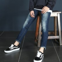 허벅스 남성용 스판 진청바지 슬림 일자핏 남자 청바지 S~2XL