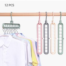 라이무트 9홀 멀티행거, 1세트, 그린/그레이/핑크/베이지 4종 12개입
