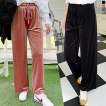 티데일리 [로켓] 블리 벨벳 와이드 밴딩 롱 팬츠 여성용 스판 트레이닝 바지