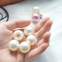 20mm 고광택 큰구멍진주 스트랩 헤어끈만들기재료 액세서리DIY 진주알, 라이트퍼플 10개
