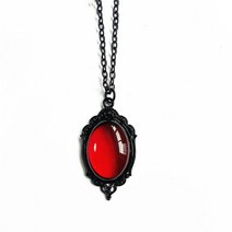 저스트파 고스 빈티지 레드 블랙 쿼츠 크리스탈 카메오 펜던트 목걸이 크리스마스 선물 여자 친구 쥬얼리