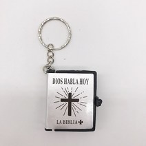 HOLYBIBLE 가죽 성경책 펜던트 목걸이 미니어쳐 납골당꾸미기 처 추모장식 FRANKLIN 키링 봉안당 기념품용 작은 성경 열쇠 고리 블랙 커버 플라스틱 미니 스페인어 세례식, 3.Spanishsilver