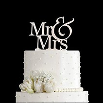 Mr and Mrs Cake Topper Bride And Groom Sign Wedding Engagement Cake Toppers Decorations (Mirror Sil, 1
