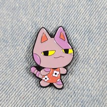 BC043 도도한 퍼플 고양이 귀여운 케릭터 배지 뱃지 빼찌