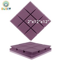 방음판 방방음 흡음제 문 격리 벽 스티커 패널 개 방음 스튜디오 어쿠스틱 처리 폼, 24 Pcs, PMFK3x3-Purple, High Density