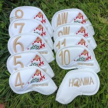 HONMA 아이언 드라이버 우드 골프 클럽 보호 커버 세트 혼마 보호캡, 화이트 아이언 세트