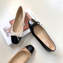 에디스아미 투톤 배색 스퀘어 리본 플랫슈즈 2cm 단화 구두 로퍼