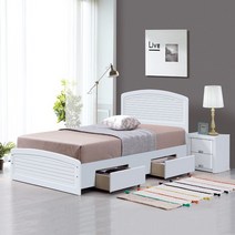 루바/서랍형침대/화이트.그레이.오크.워시.월낫/싱글/슈퍼싱글/매트리스포함/수도권무료배송, 싱글/워시(서랍형)