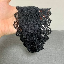 플라워 레이스 머리띠 헤어 밴드 넓은 블랙8cm 편한 빅리본 기본 큐빅