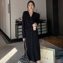 디니지아 2컬러 V넥 니트 드레스0226
