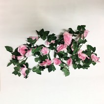 넝쿨 장미 조화 벽면 울타리 덩굴 꽃 플라워 정원 카페 인테리어 벽 장식 가든 행잉 가랜드 소품, 레드