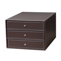 브랜드없음 [하프포인트]CEO 오피스 데스크 서류파일정리 가죽 3단 서랍 정리함, 블랙