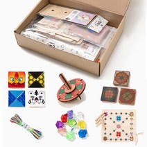 민화 전통놀이 6종세트 민속놀이 설날 윷놀이 딱지치기 실뜨기 팽이