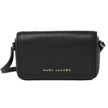 Marc Jacobs H107L01FA21 그루브 블랙 골드 하드웨어 페블 가죽 여성용 미니 숄더백 블랙.