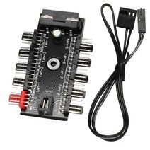 10 포트 PC 섀시 팬 허브 CPU 냉각 허브 12V 4 핀 팬 PWM 허브 몰 렉스 컨트롤러, 하나, 검은 색