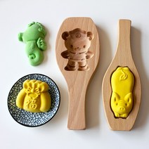 바이스타 귀여운 동물 원목 다식판, 동물3구, 1개
