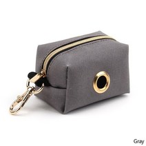 소동물 용품 휴대용 개 배변 가방 디스펜서 PU 가죽 파우치 캐리어 청소 폐기물 쓰레기 상자 강아지 픽업 정리함 야외, [08] Gray