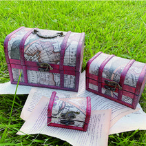 [왓위셀] 어린이 키즈 소형 대형 장난감 지도 보물 상자 보석함 소품, 01 보물상자(소)