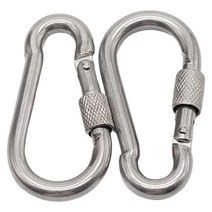 2 팩 스테인레스 스틸 D 링 하이킹 클립 캠핑 낚시 및 야외 사용을위한 Carabiner 잠금, 강철, 은