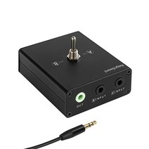 3.5 mm 오디오 스위치 2 포트 스플리터 박스 (2 in 1 Out Out) 미니 헤드폰 수동 셀렉터 컨버터 보너스 47.2 (120 cm) 케이블 외부 전원 필요 없음
