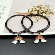 패션 레인보우 팔찌 독특한 로프 커플 핸드메이드 페어 핸드 쥬얼리 친구 선물 2 개, [01] 2 pcs