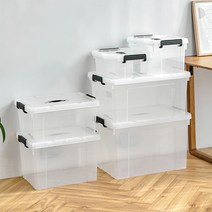 투명 장난감 정리함 옷 수납 대형 플라스틱 리빙박스 대용량, 15L, 투명(블랙)
