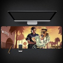 Grand Theft Auto 마우스 패드 GTA5 마우스 패드 대형 컴퓨터 게임 노트북 키보드 마우스 장패드 책상 패드 pc 게임 모바일 게임 캐릭터 마우스패드, 07_400x900mm | 4mm
