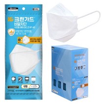 50+50총 100매 유한킴벌리 크린가드 비말차단 수프림 에어 마스크 KFAD 대형 화이트 의약외품 3단 4중 국산, 단품, 단품