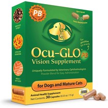 미국 직구 Ocu-GLO 오큐글로 파우더 블렌드 강아지 고양이 눈 건강 보조제 30cap 소형견, 작은 개와 고양이