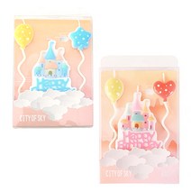 기억의소품 마법의성 생일초 세트, 핑크1개+블루1개