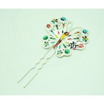 이화 한국무용 한복 머리장식 큰나비꽂이-은