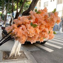 웨딩카장식 리본 핸드메이드 프로포즈 자동차 꾸미기 인공 벚꽃 실크 꽃 벚꽃 분기 웨딩 아치 장식 호텔 활동 거실 홈 장식, 노란 샴페인