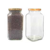 [유리병] 사각수제청850 1개 850ml, 은색마개
