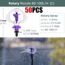 90/180/360 Degree Greenhouse Watering Sprinkler Dripper Irrigation Adjustable Mist Emitters Stake Mi, [03] C50PCS
