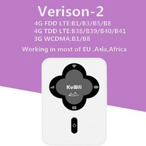 차량용와이파이 KuWFi 150Mbps 4G Wifi LTE 라우터 휴대용 잠금 해제 미니 무선 포켓 야외 핫스팟 모뎀 SIM 카드 슬롯 1800mAh, [01] Version 2, 버전 2