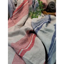 마임 스트라이프 2종 - 린넨 100% 린넨가방 앞치마만들기 햄프가방 소잉 원단판매, 블루