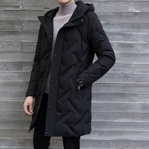 청소년롱패딩 슬림핏 파카 재킷 남성용 가을 겨울 롱 후드 패션 의류 스트릿웨어 단색 오버코트 외투