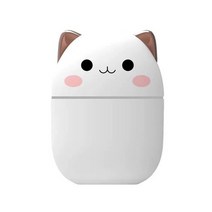고양이 공기청정기 애견 악취 미세먼지 냄새제거 250ml 미니 공기 가습기 귀여운 동물 고양이 아로마 기관, 01 White cat