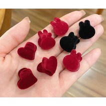 큐티 벨벳 미니 헤어 클립 10p 헤어클립 헤어핀 헤어집게 머리핀, 10개, 바니블랙