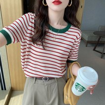 링거 티셔츠 배색 반팔 라운드넥 여름 투톤 반팔티