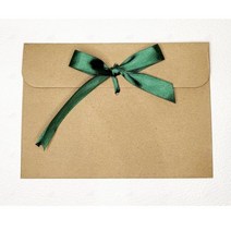 크라프트지 기프트 용돈 봉투 가로형 이쁜 리본 장식 달린 감사 돈봉투 결혼식 답례 청첩장 예단 돈 사진 어버이날 부모님 고급 현금 세뱃돈 상품권 축화혼 그린 리본색 단봉투 5장묶음