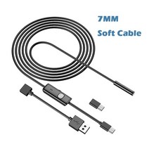 Camra-endoscopique industrielle IP67 tanche 5.5mm 7mm 3 en 1 안드로이드 PC USB 6led 지원, 03 7mm soft cable_03 2m, 03 7mm soft cable