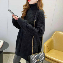 베베디 여성용 페브리 니트 목폴라 롱 긴팔티