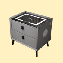 스마트협탁 원룸 인테리어 대학생 자취방꾸미기 모듈 유리 침대 협탁 아이방 가구배치, 2.다크그레이(무선충전+LED+USB), 다리조립